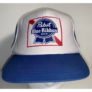 Pabst Blue Ribbon Vintage Trucker Hat Snapback Mesh PBR Beer